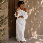 Ivory Breeze Off-Shoulder Maxi Dress