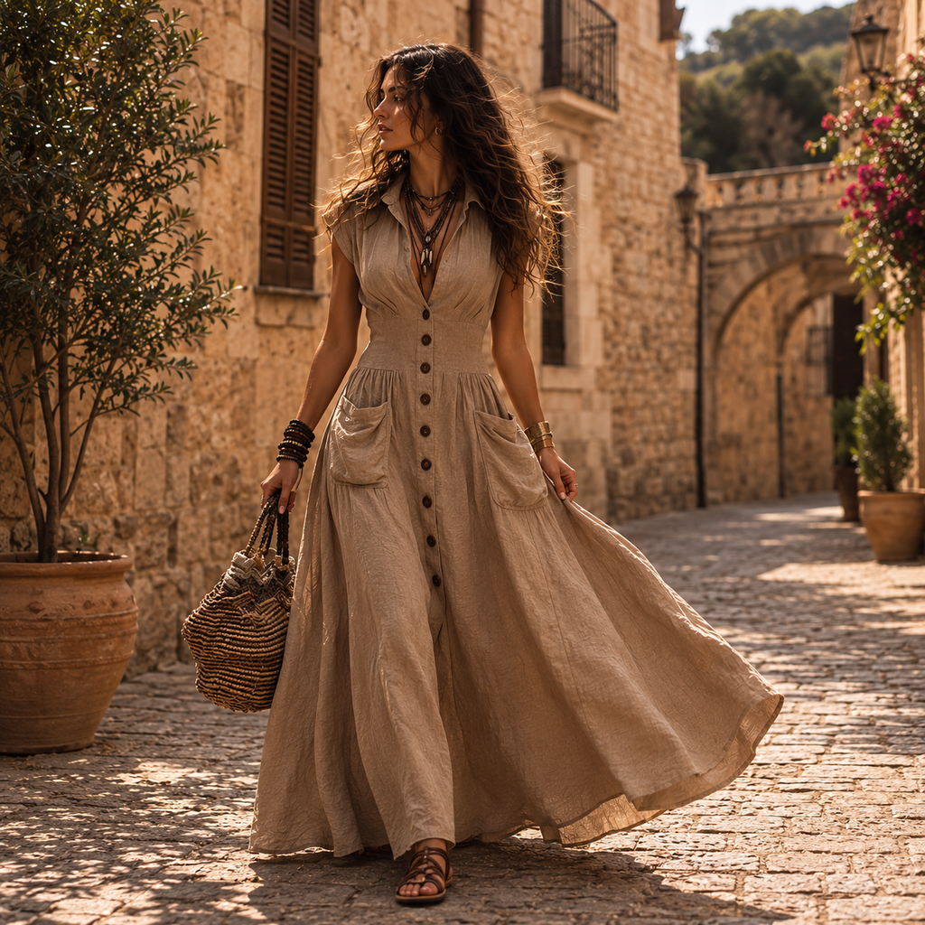 Sandstone Boho Maxi Dress