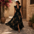 Midnight Bloom Lace Maxi Dress