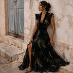 Midnight Bloom Lace Maxi Dress