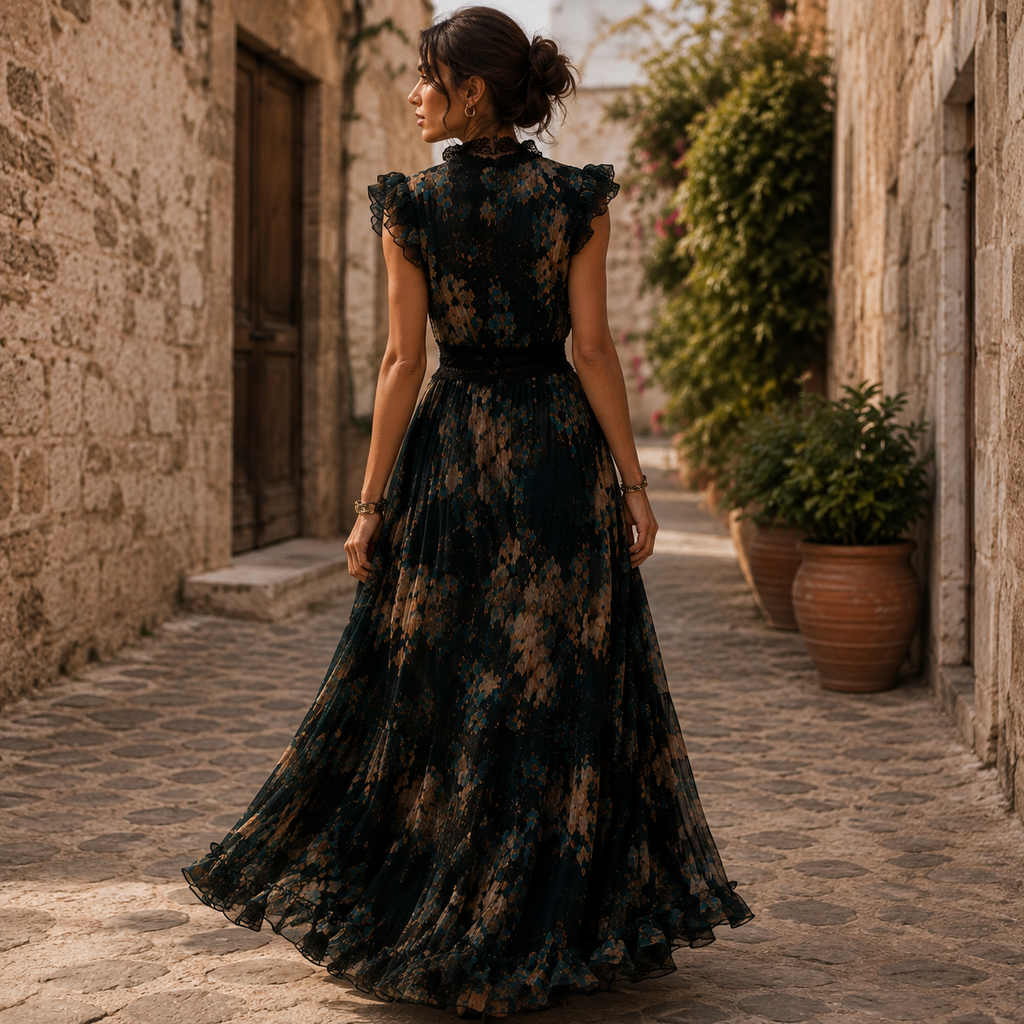 Midnight Bloom Lace Maxi Dress